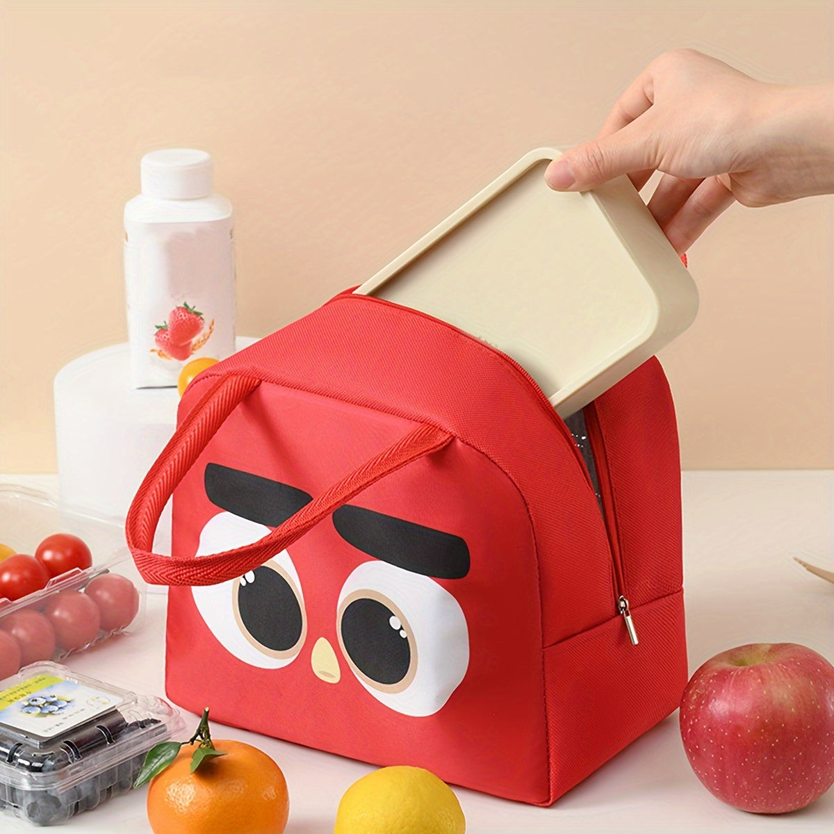 Portable Cartoon Insulated Lunch Bag in Multiple Colors, Available in 1 or 2 Pieces. Keeps Food Fresh and Thermal Sealed. Ideal for Office, School, Hiking, Camping, Picnic, and Kitchen Supplies.