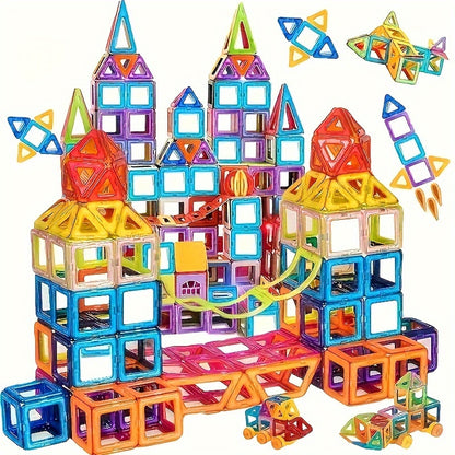 Large magnetic building block set with 58 or 119pcs, perfect for educational play and creativity. Construct various shapes, durable, ideal gift for holidays and birthdays.