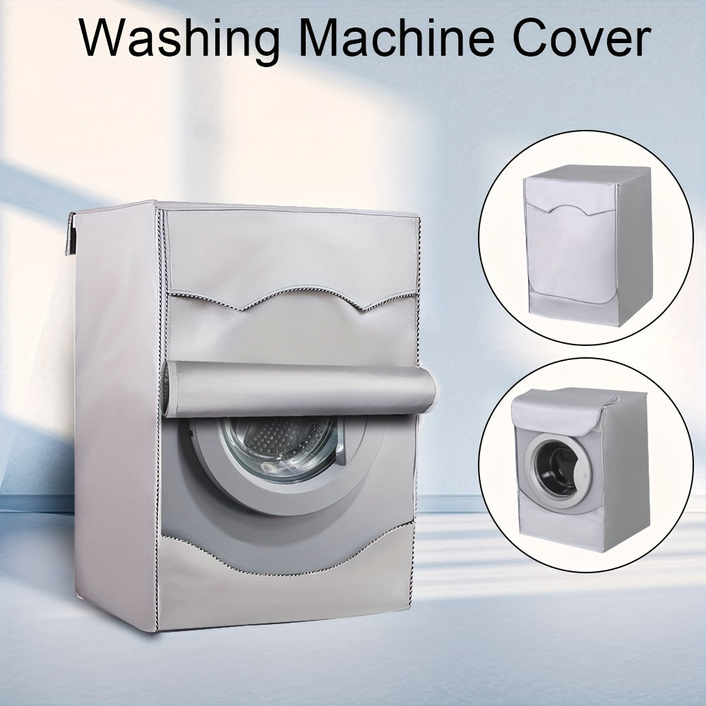 Front load laundry dryer cover protects washing machine from sun, dust, and water.