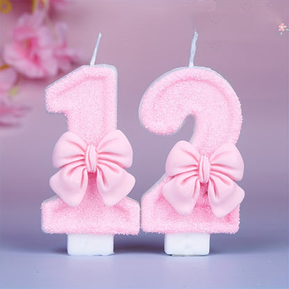 Pink Glitter Number 12 Birthday Candle - Ideal for Celebrations, Parties, and Decor.