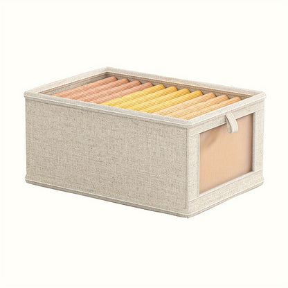 Multifunctional linen storage box in cream - spacious and portable organizer for various items.