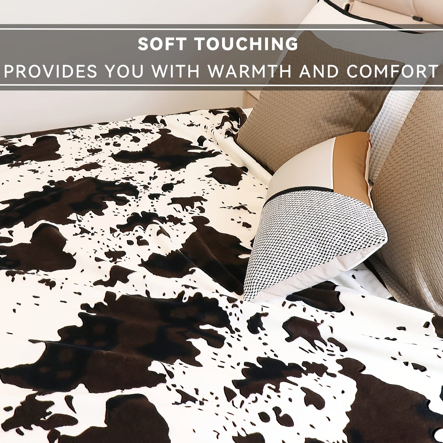 Soft and Cozy Cow Print Blanket - Plush Fleece Flannel Throw for Year-Round Comfort - Great for Daughters, Adults, Students, and Teens