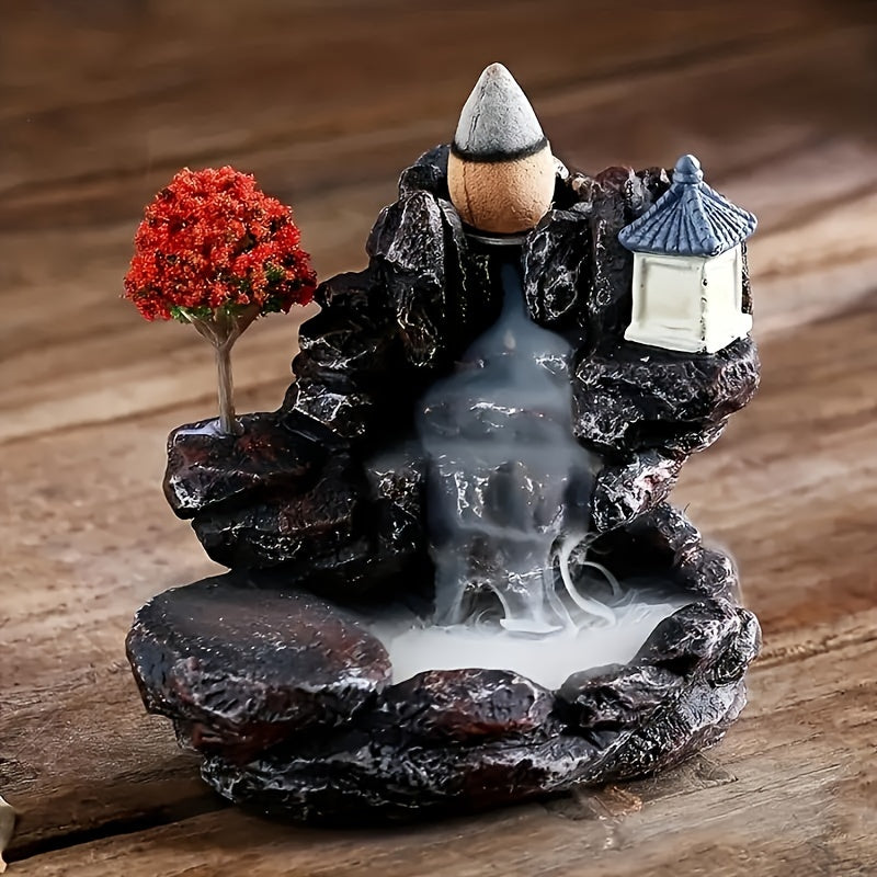 Resin waterfall incense burner for home aromatherapy, ideal for gifting on holidays.