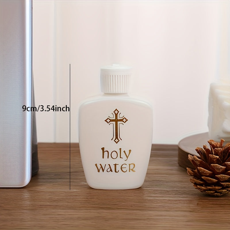 Sizes available: Large, Medium, and Small Holy Water Bottles made of Christian fine material for use in church prayer rooms and as home decorations.