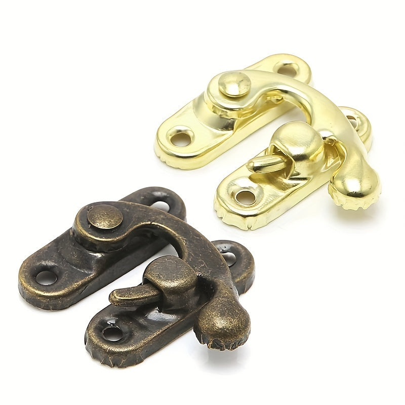 10pcs Antique Bronze Iron Padlock Hasp Hook Locks, 27x32mm with screws included. Ideal for mini jewelry boxes and furniture hardware. Also suitable for decorative or brass finish locks.