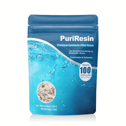 Aquarium filtration resin eliminates driftwood tannins in 100 ml for freshwater and saltwater tanks.