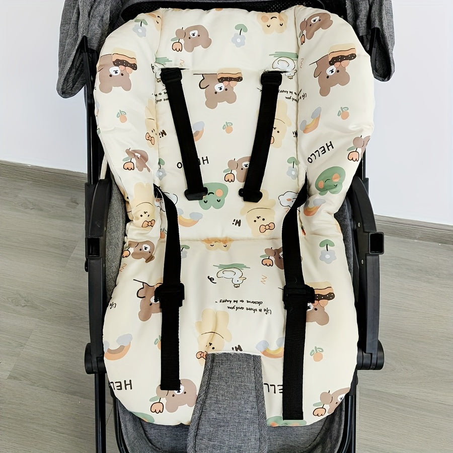 Soft and Cushy Car Seat Cushion for Kids - Breathable and Perfect for Strollers & High Chairs, with Cute Bear and Duck Patterns, Includes Insertion Pad, Designed for Young Children.