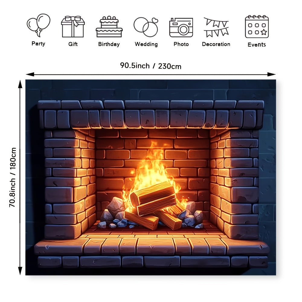 Create the cozy ambiance of a real fireplace with this 3D Fireplace Backdrop Cloth. Made from durable polyester, this wall decor is perfect for all seasons. Easy to hang with no need for electricity or batteries, it is a perfect addition to any bedroom