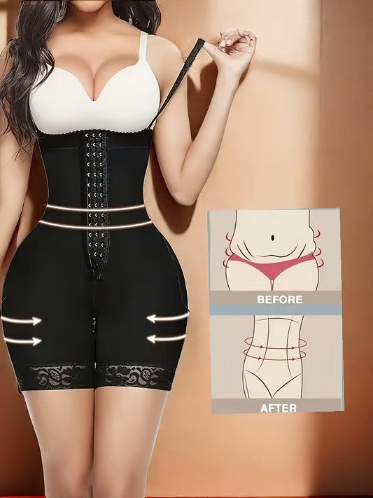 Upgraded high waist body shaper shorts with zipper and shoulder straps for tummy control and butt lift, hand wash only.