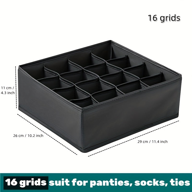 Foldable Multi-grid Underwear Drawer Organizer with Space-saving Design for Bras, Socks, and Clothes - Ideal for Wardrobe, Closet, Bedroom, Dorm or Home Storage