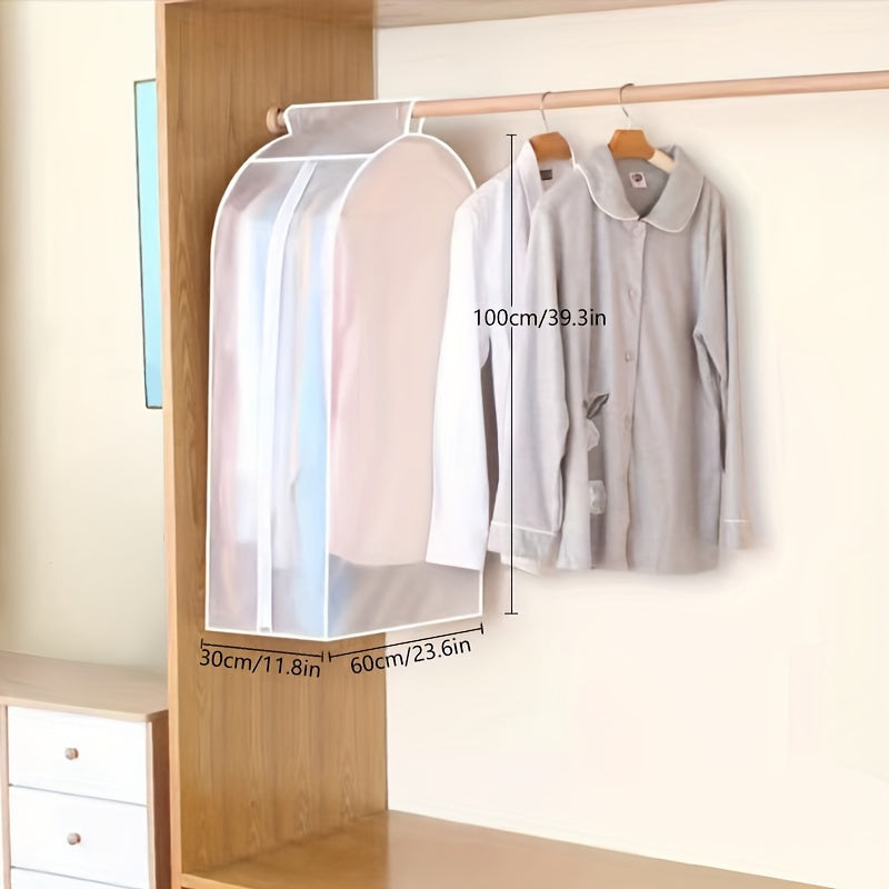 AOLORES Transparent Garment Bags for Closet Storage, Durable Plastic Suit Cover with Zipper Closure, Wardrobe Protector for Coats, Suits, Dresses