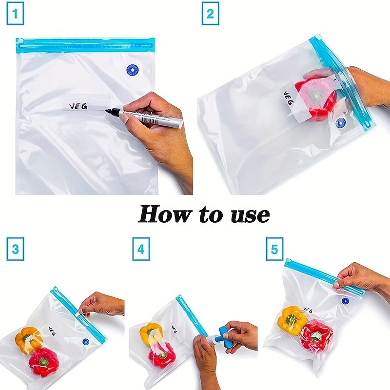 Keep your food fresh and extend its shelf life with these reusable food vacuum storage bags. Perfect for meal preparation or storage, these long-lasting vacuum sealed bags come in various sizes, including large, medium, and small. With a convenient