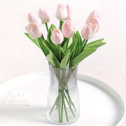 10 Artificial tulip flowers for DIY bridal bouquets, home decoration, and indoor/outdoor display.