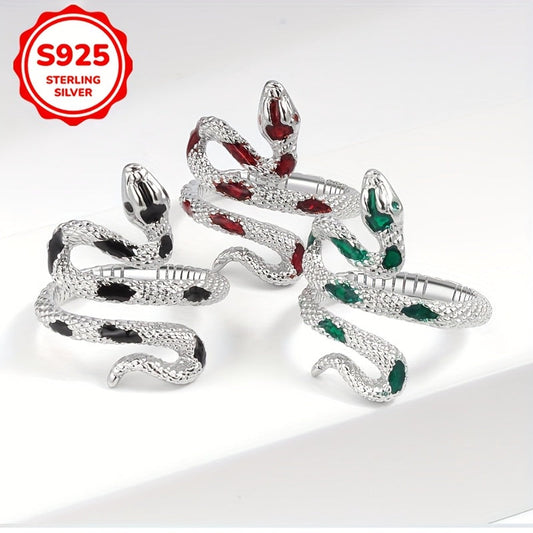 Chic 925 Sterling Silver Snake Open Ring with Unique Design, Minimalist Animal-inspired Statement Piece