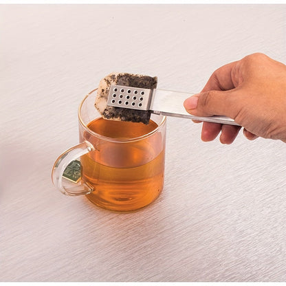 Stainless Steel Tea Bag Squeezer and Strainer - Great for Grasping Ice Cubes and Loose Tea Bags - Suitable for Black, Herbal, and Earl Grey Teas - 1 Piece