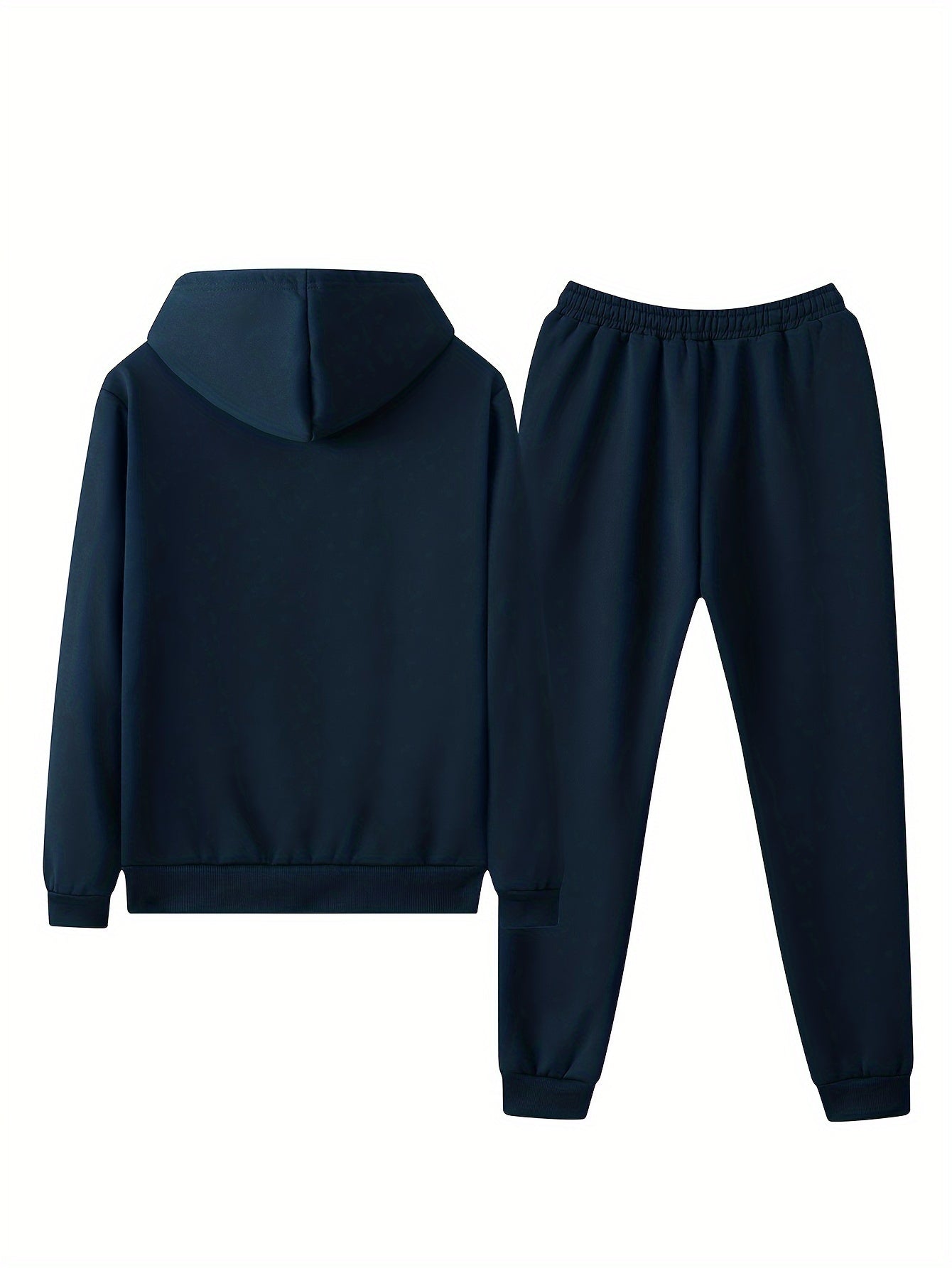 Men's 2-piece fleece lined tracksuit set for gym and running, featuring a full-zip hoodie and jogging pants.