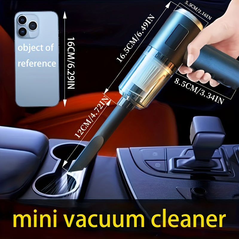 Small yet powerful vacuum cleaner, with 3000PA cyclone suction and two brush heads, suitable for both car and home use.