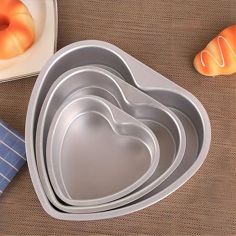 Heart-Shaped Non-Stick Aluminum Cake Mold with Removable Bottom - Perfect for Valentine's Day, Christmas, Easter, Ramadan, and Thanksgiving | Comes in sizes ranging from 7.62cm to 25.4cm