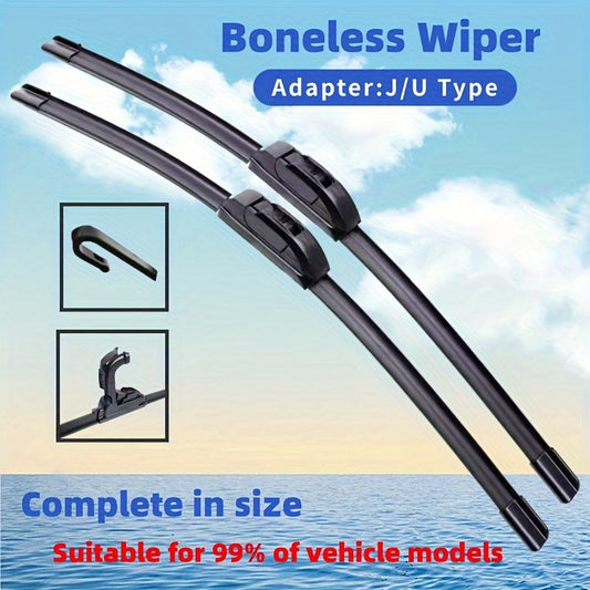 Boneless car wiper blades for J/U hook type, high-definition and durable, suitable for windshield sizes 14-26 inches.