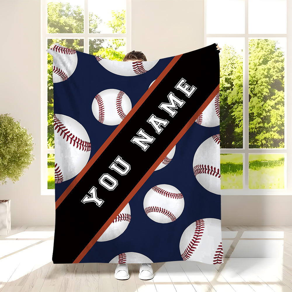 Personalized Sports Theme Cozy Polyester Flannel Blanket - Custom Name Included! Perfect for all Seasons, Machine Washable, Great for Gifting, and Versatile for Any Use.