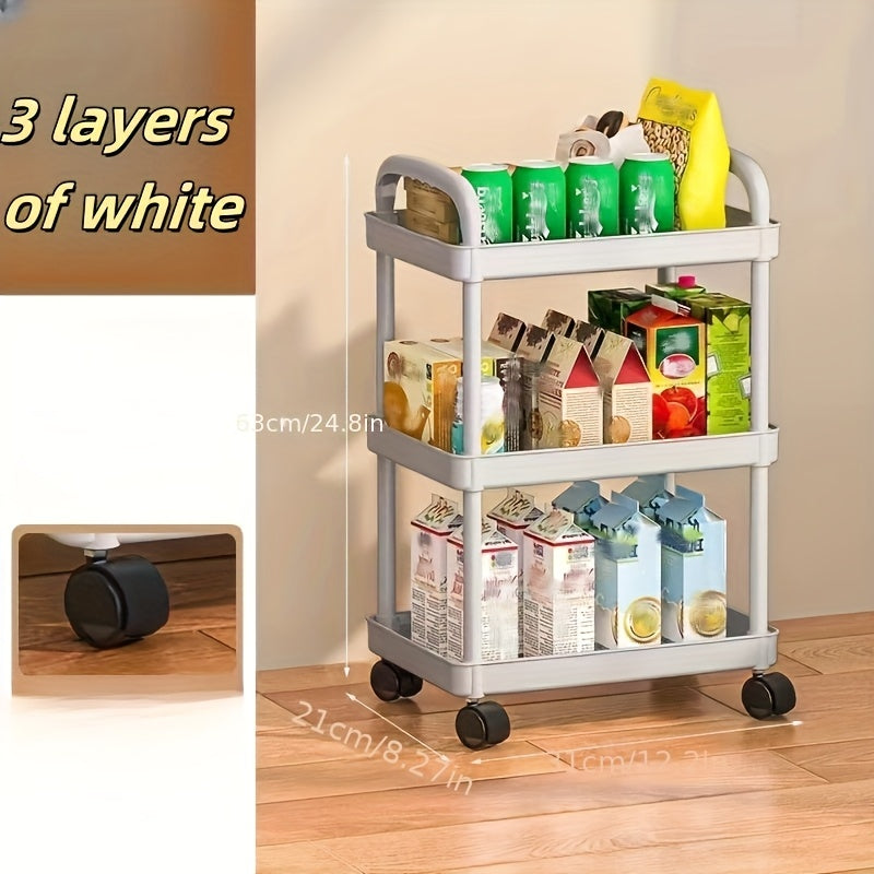 Christmas Three-Layer Rack Trolley Floor Gap Kitchen Multi-Layer Mobile Bathroom Bedside Storage Shelf