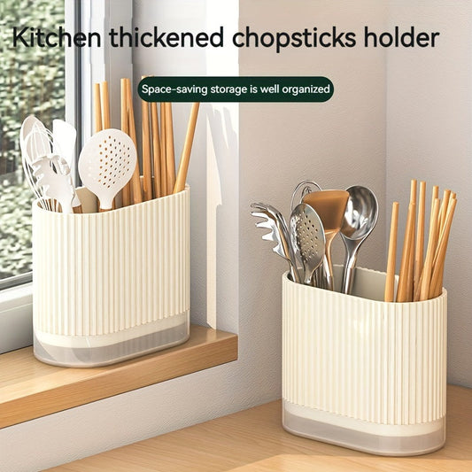 One-piece Utensil Holder for Countertops, featuring a Drain Box for Knife and Fork Storage. This Multifunctional Plastic Rectangular Box fits in the Fridge, and is perfect for organizing Spatulas, Spoons, Knives, Chopsticks, and Forks. Ideal for