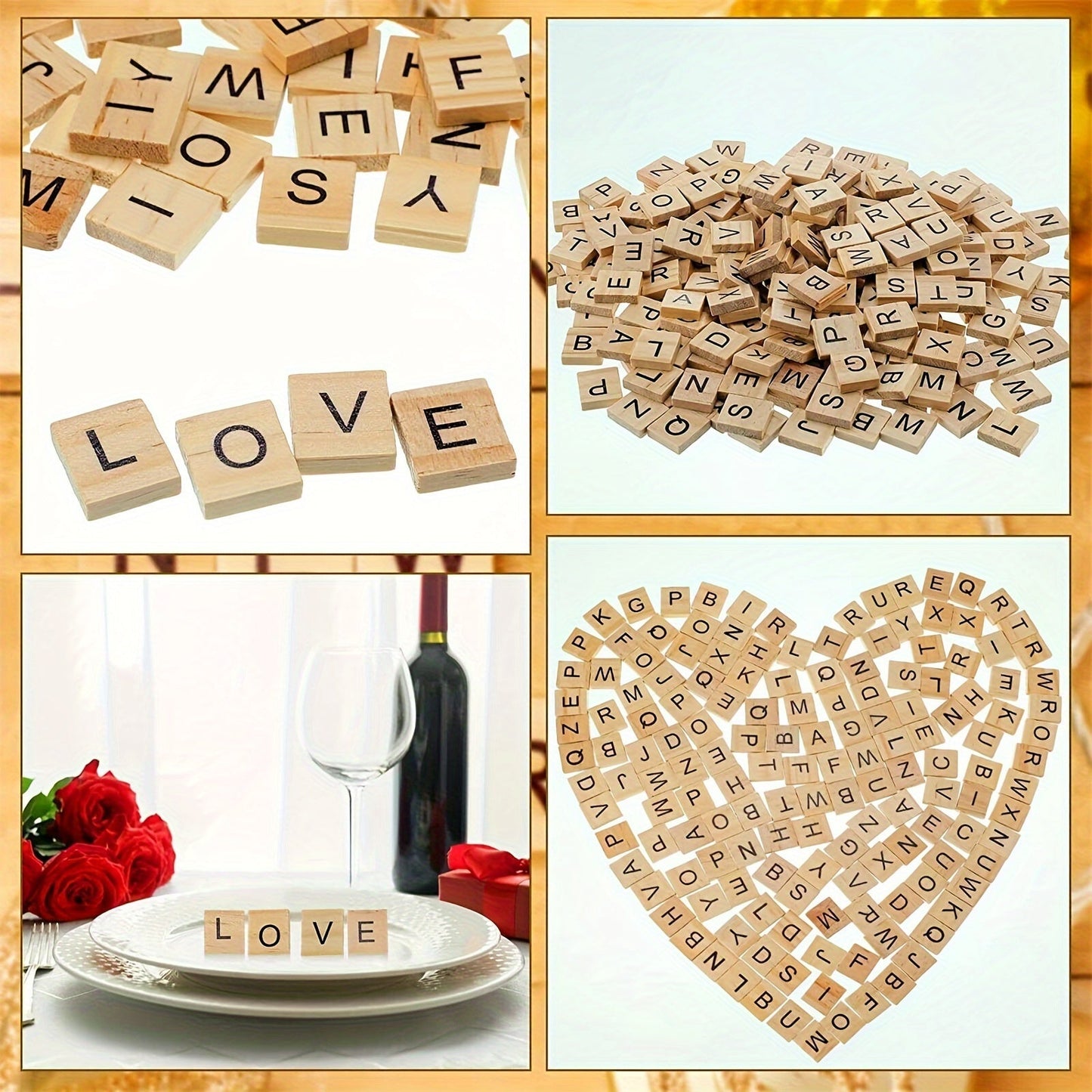 Premium Wooden Letter Tiles Set: 52/100/200 Pieces for Crafting, Coasters, and Word Games