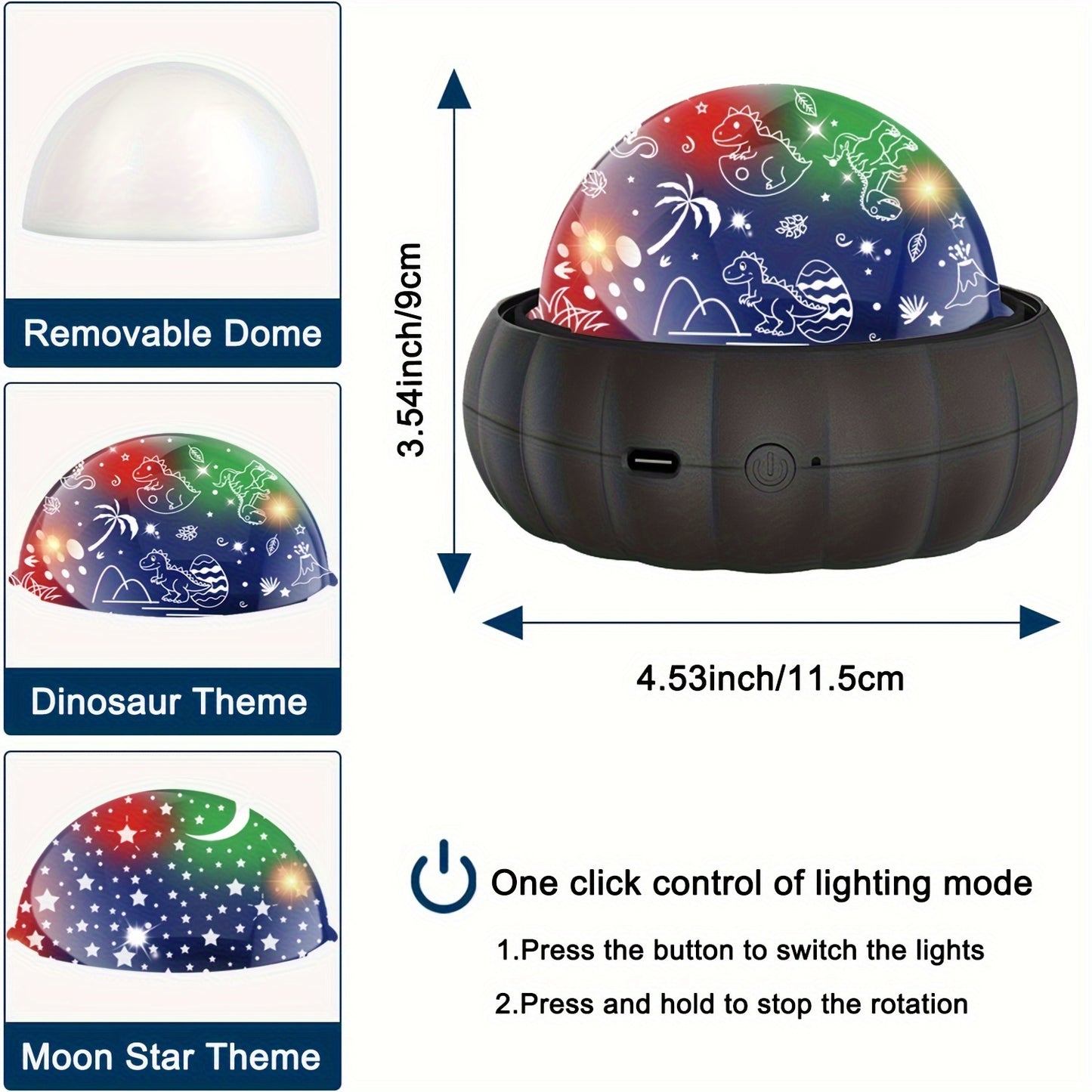 Star Projector Night Light with Dinosaur and Moon & Stars Galaxy Projection, 360° Rotation, Color Changing – Perfect Christmas Gift for Best Friend.