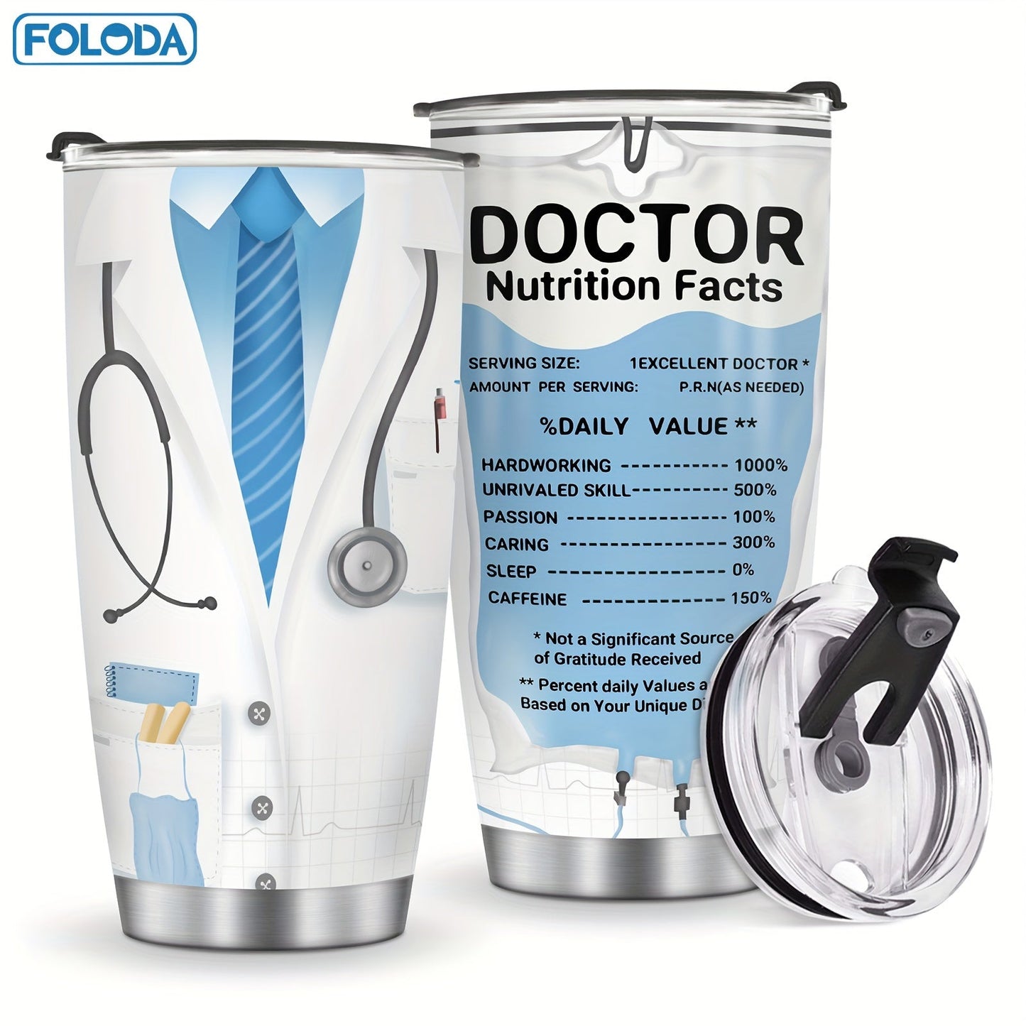 Show your appreciation for doctors with this stylish and durable Stainless Steel Tumbler. Leak-proof and perfect for travel, this coffee mug comes with a lid, making it great for on-the-go use. Ideal for birthdays, retirement, graduation, and more, this