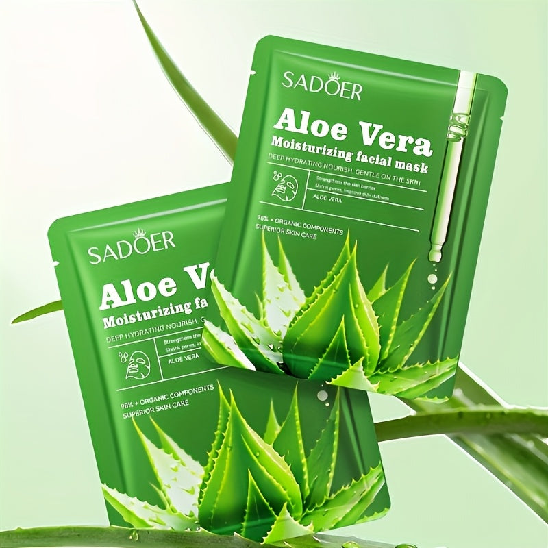 Adult Aloe Vera Facial Masks: 3-6pcs - Moisturizing Face Sheets with Glycerin, Nicotinamide & Trehalose - Alcohol-Free, Fragrance-Free, Hydrating for All Skin Types - Perfect for Home &