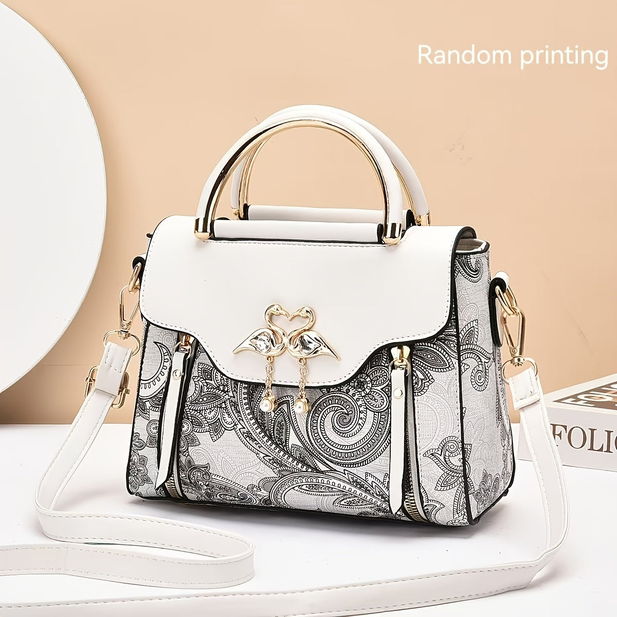 New high-end textured women's bag: stylish and practical printed handbag that can be worn as a trendy shoulder bag or crossbody for fashionable ladies.