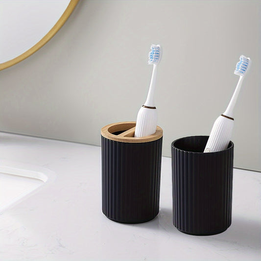 6 piece bathroom set with trash can, toothbrush holder, soap dispenser, soap dish, toilet brush. Great housewarming gift.