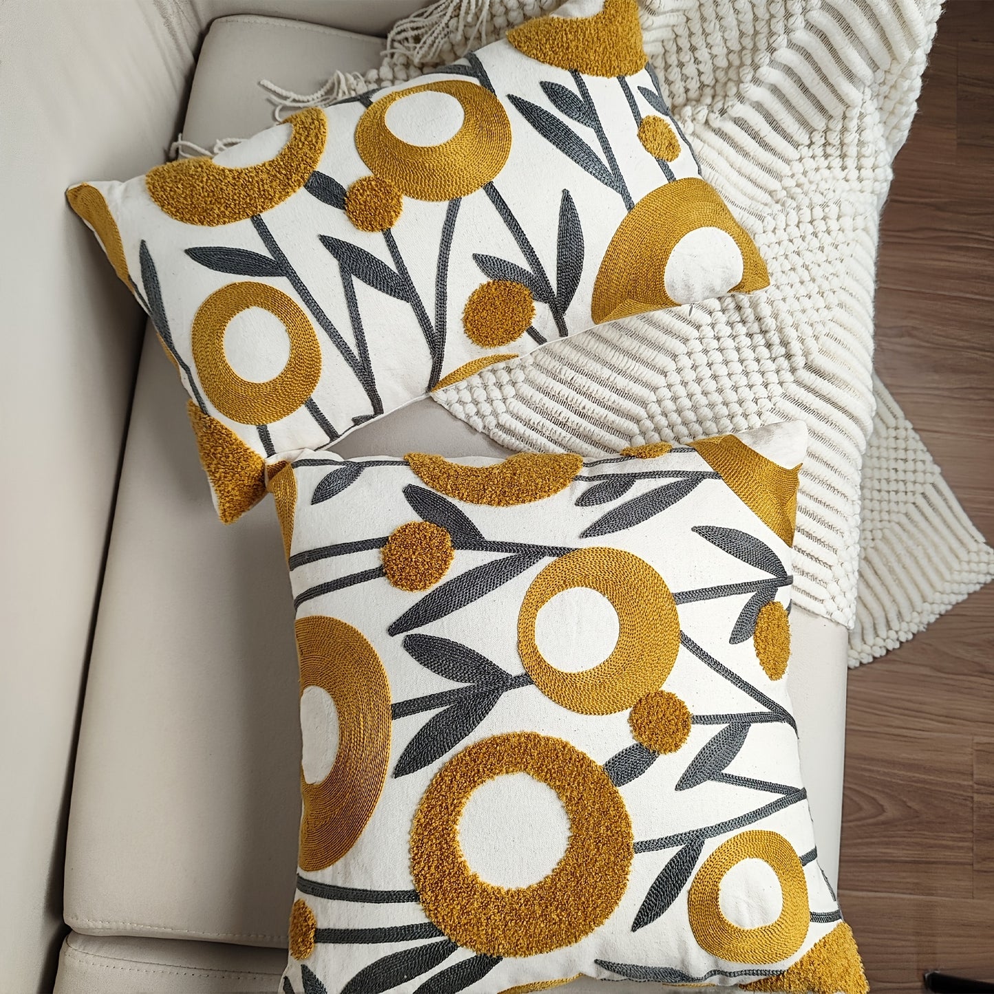 Soft square cushion cover with flower design for couch or bedroom, pillow insert not included.