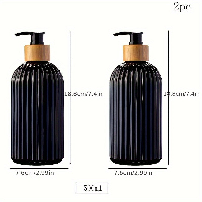 500ml Plastic Dish-Soap Dispenser Set with Bamboo Pump for kitchen and bathroom.