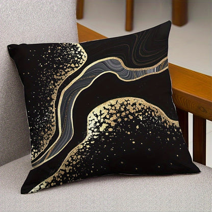 Luxury black and golden pillow covers, 44.98 cm x 44.98 cm, machine washable and durable. Perfect for adding a soft accent to your couch.