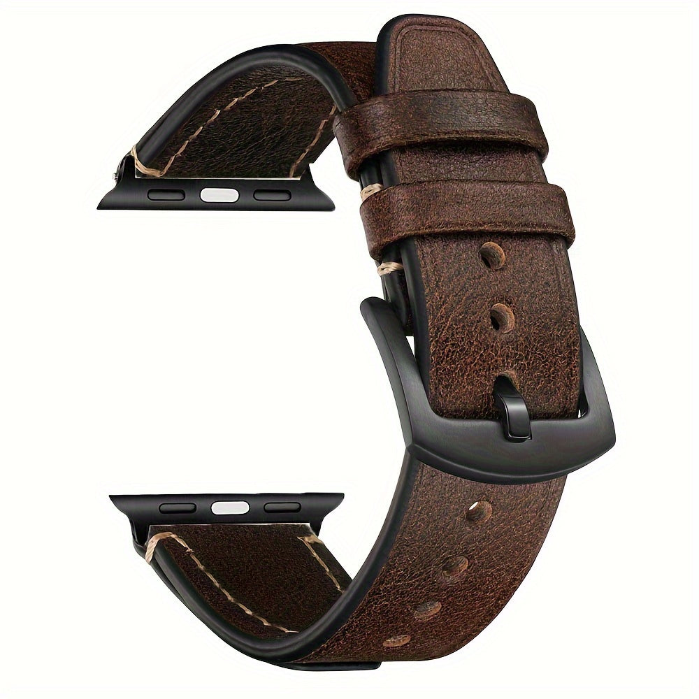 GFHEYE presents an elegant calf leather watch band made from vintage oil wax Italian cowhide. This strap features a tang buckle clasp and is compatible with Apple Watch SE Ultra Series 9, 8, 7, 6, 5, 4, and 3. Perfect for both women and men, this genuine