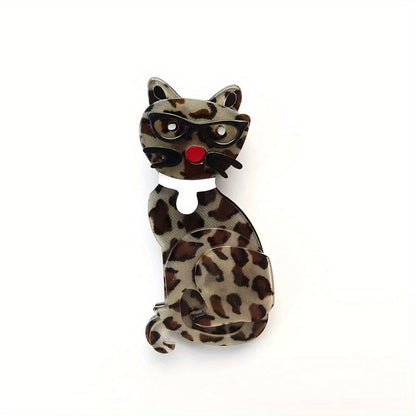 Stylish Korean acrylic animal brooch with a flower design in cat shape, perfect for adding a fashionable touch to your clothing accessory collection.