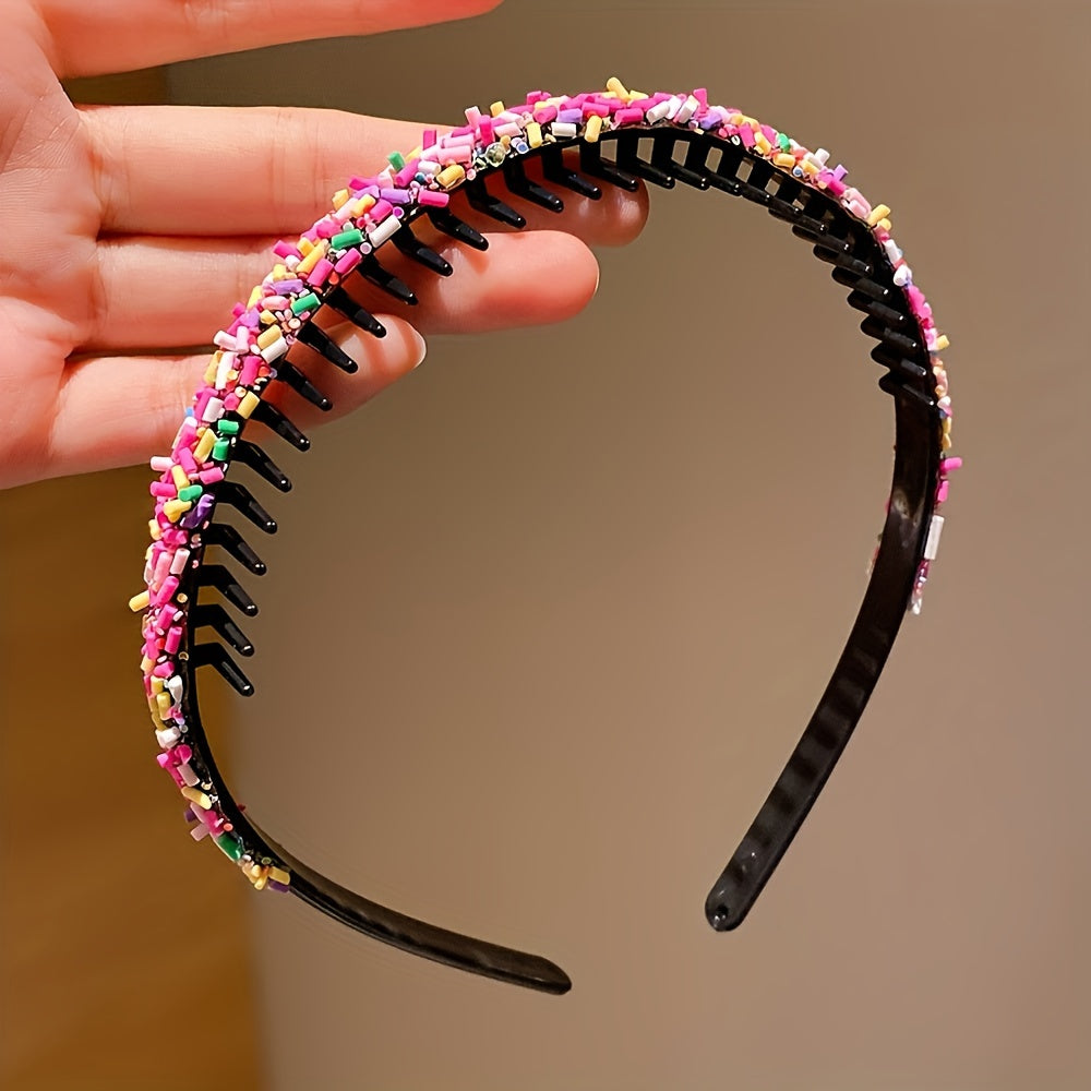 3-pack resin hairbands for girls with rhinestones, suitable for ages 3-14