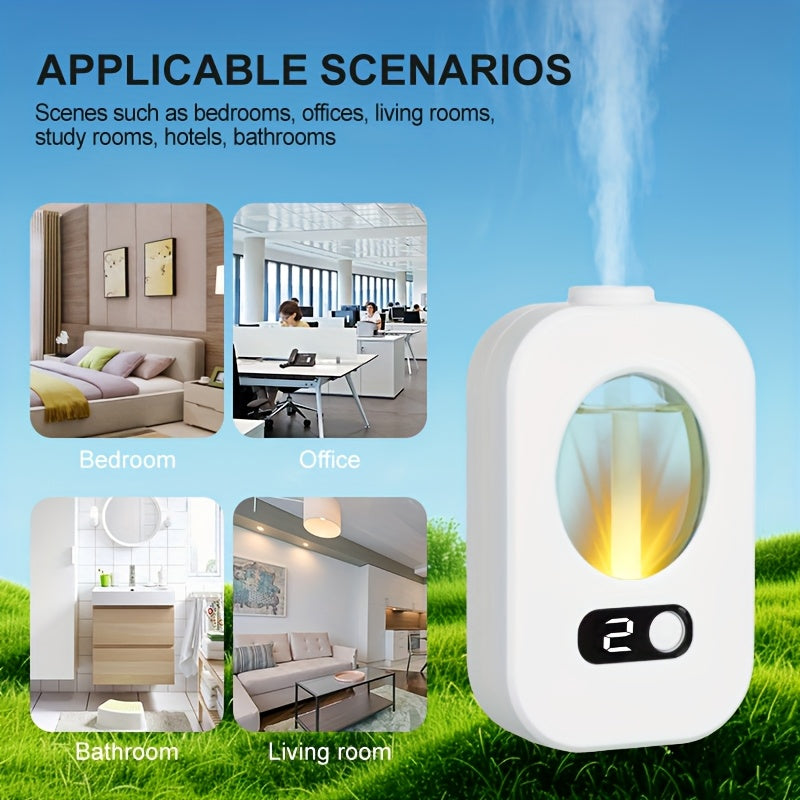 USB-rechargeable aromatherapy diffuser and humidifier keeps rooms fresh with cool mist and nightlight. Ideal for use in various spaces, including rooms, offices, bathrooms, and toilets.