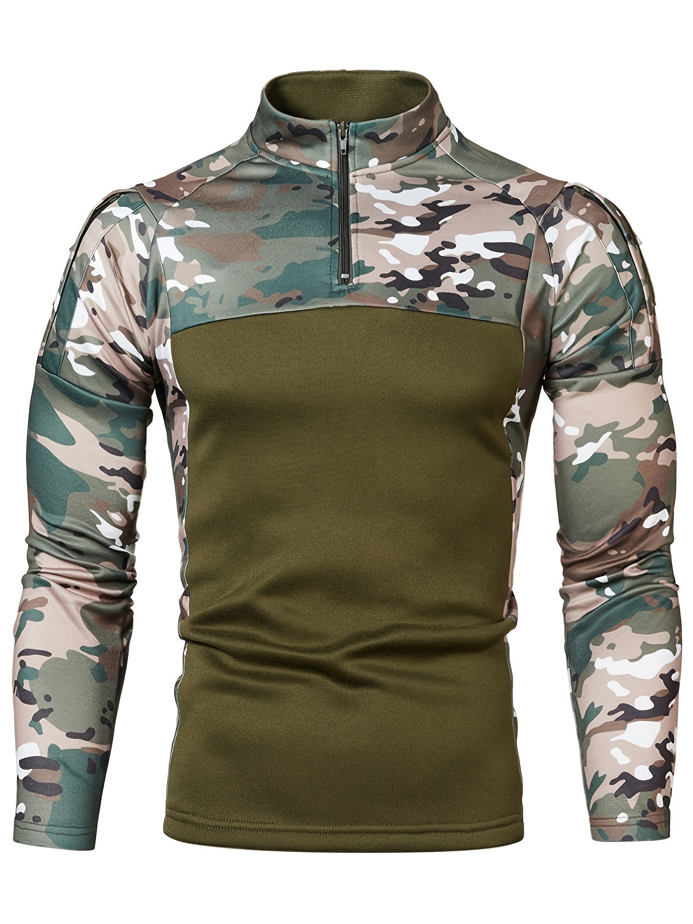 Men's camo quarter zip tracksuit for sports and casual wear.