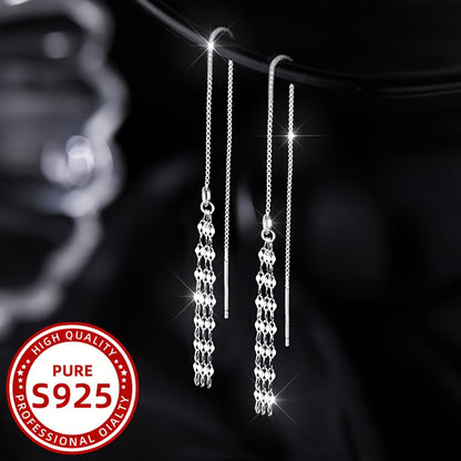 These stylish dangling earrings for women feature lip chain tassels and are crafted in 925 silver, weighing 1.4g. Perfect for everyday wear, special occasions, vacations, or as thoughtful gifts for friends or besties.