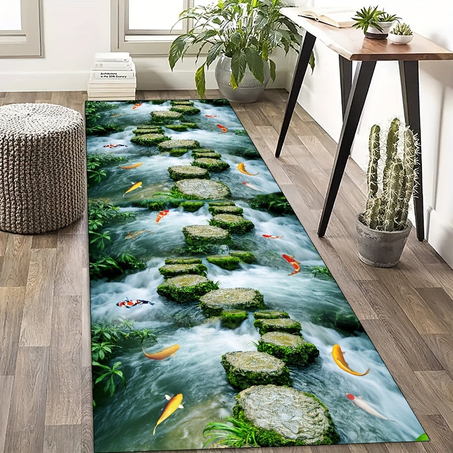 Durable and Easy-Clean Washable Runner Rugs for Corridors, Anti-Slip Kitchen Rugs, Non-Slip Door Mat Suitable for Home Entrances. Soft Crystal Pile Hallway Rugs for Dining and Living Rooms.