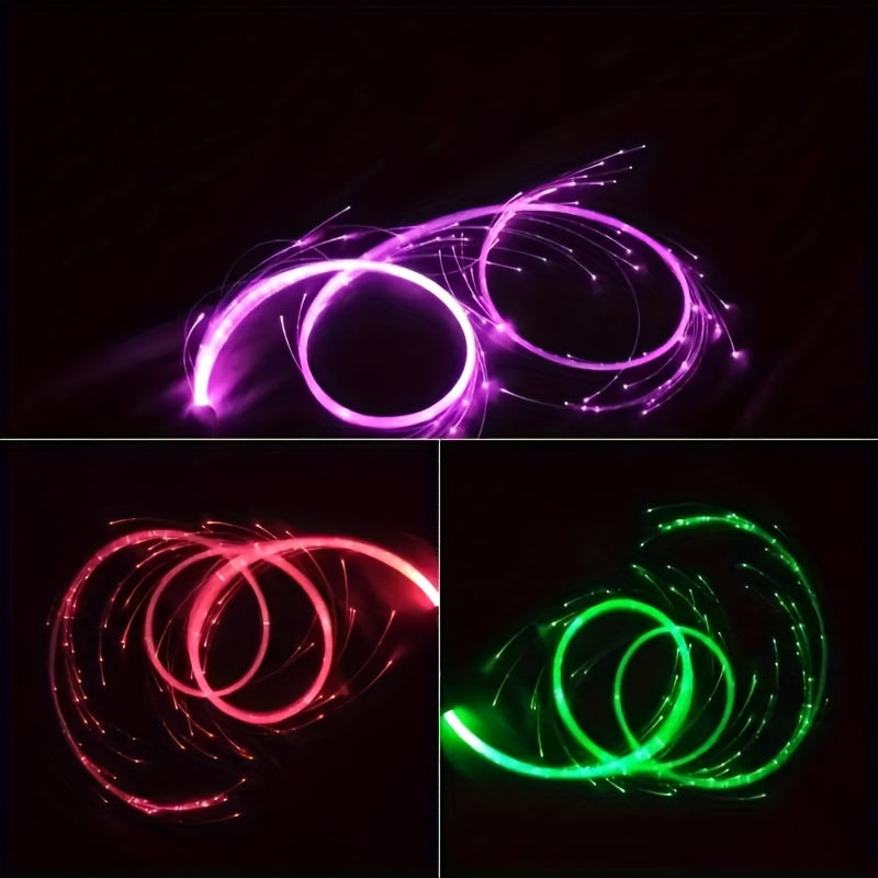 Rechargeable LED dance whip with RGB fiber optic strip light, 7 color options