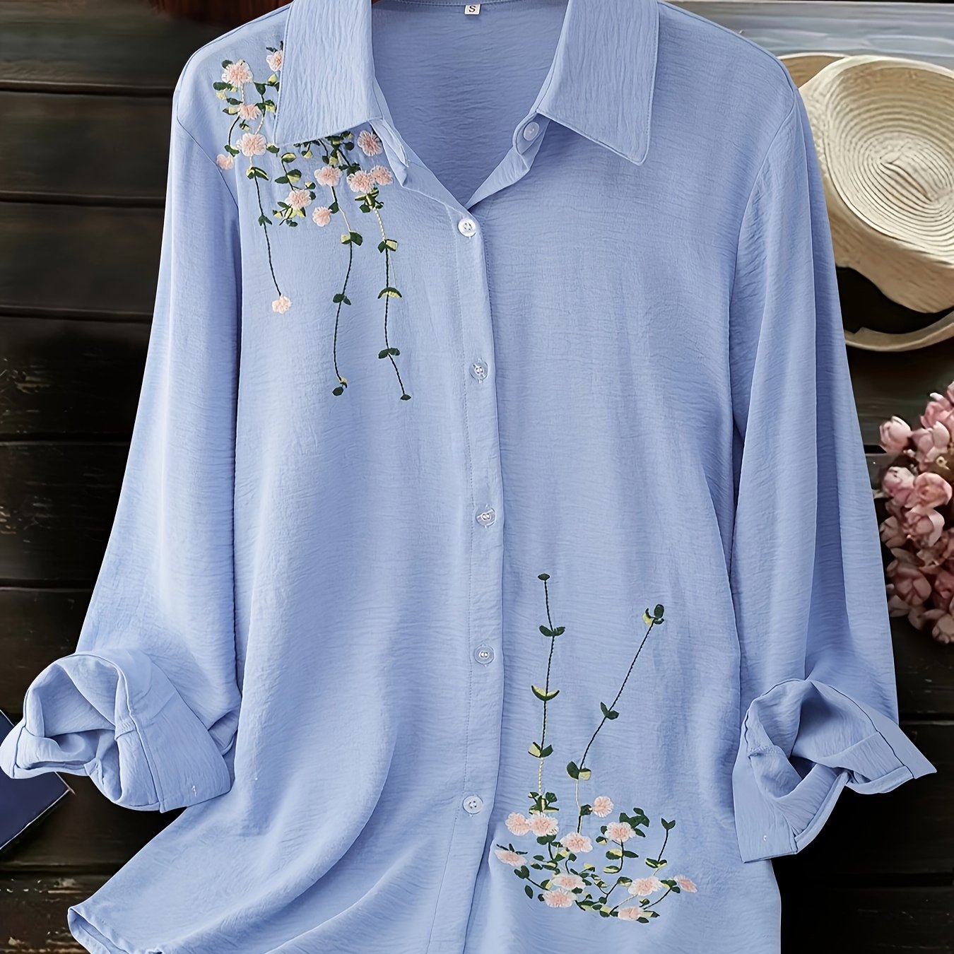 Plus Size Embroidered Blouse