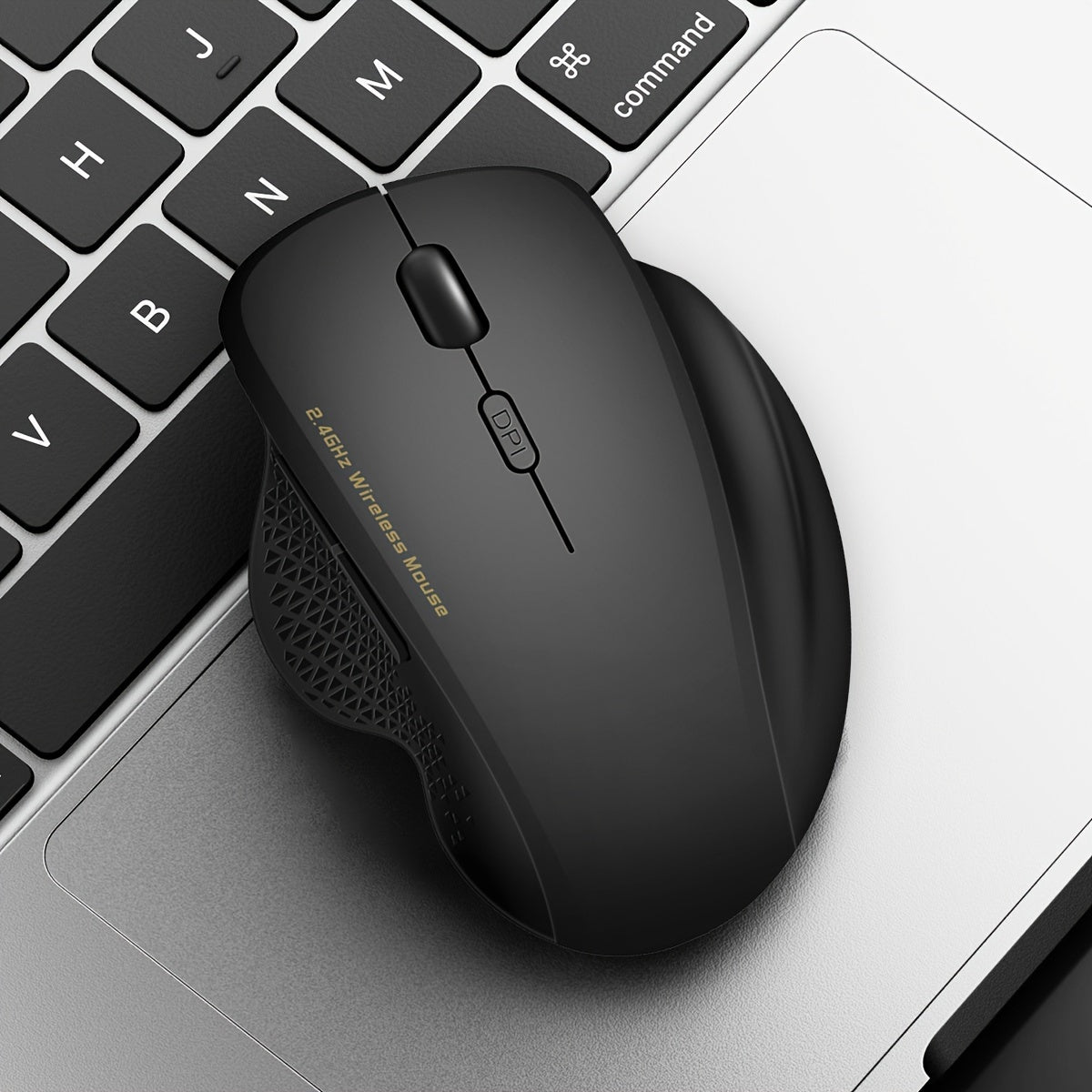 Ergonomic Wireless Mouse for Gaming, Office, and Entertainment. Streamlined design with comfortable grip. Battery powered with optical sensor. Compatible with Windows 10 (battery not