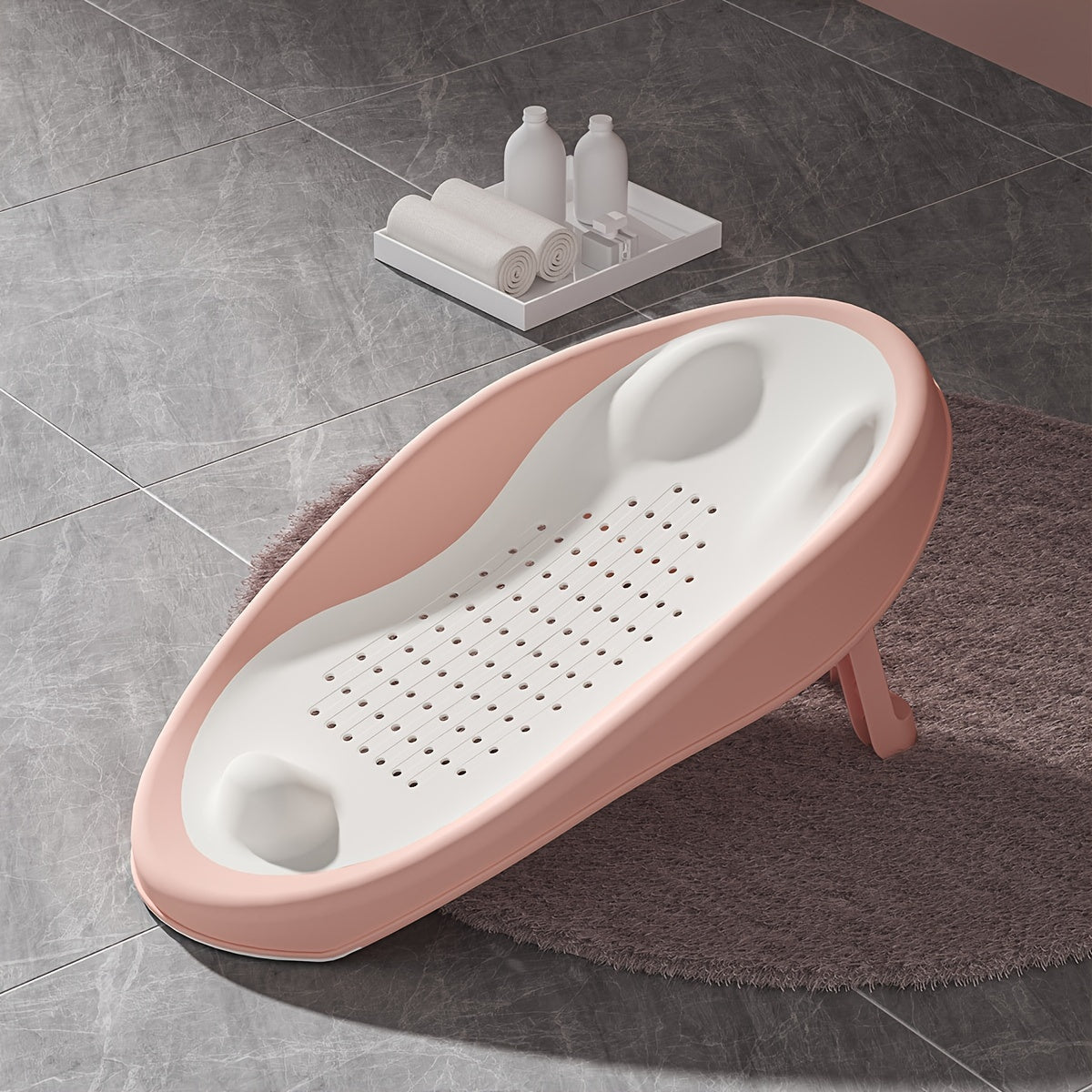 Get the ideal Christmas present with this Foldable Bath Seat featuring a Shower Net, Non-Slip PP Material, and Leaning Back Design - perfect for Kids Bathtub Support. Easy to clean and store away after use!