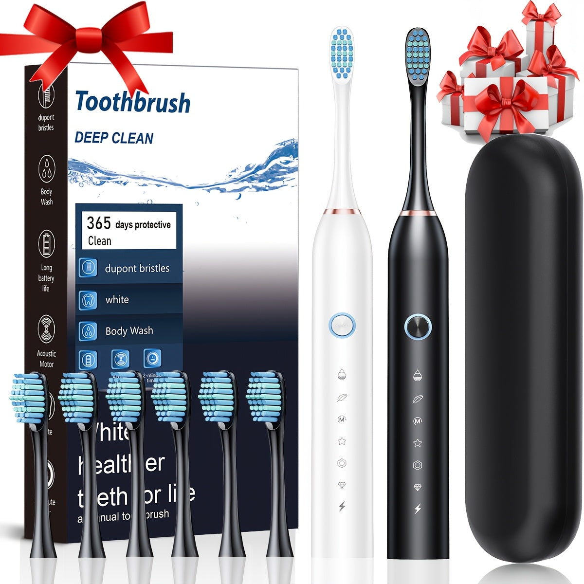 USB rechargeable electric toothbrush for adults with deep clean and soft bristles, suitable for couples, features automatic cleaning and operates at ≤36V.