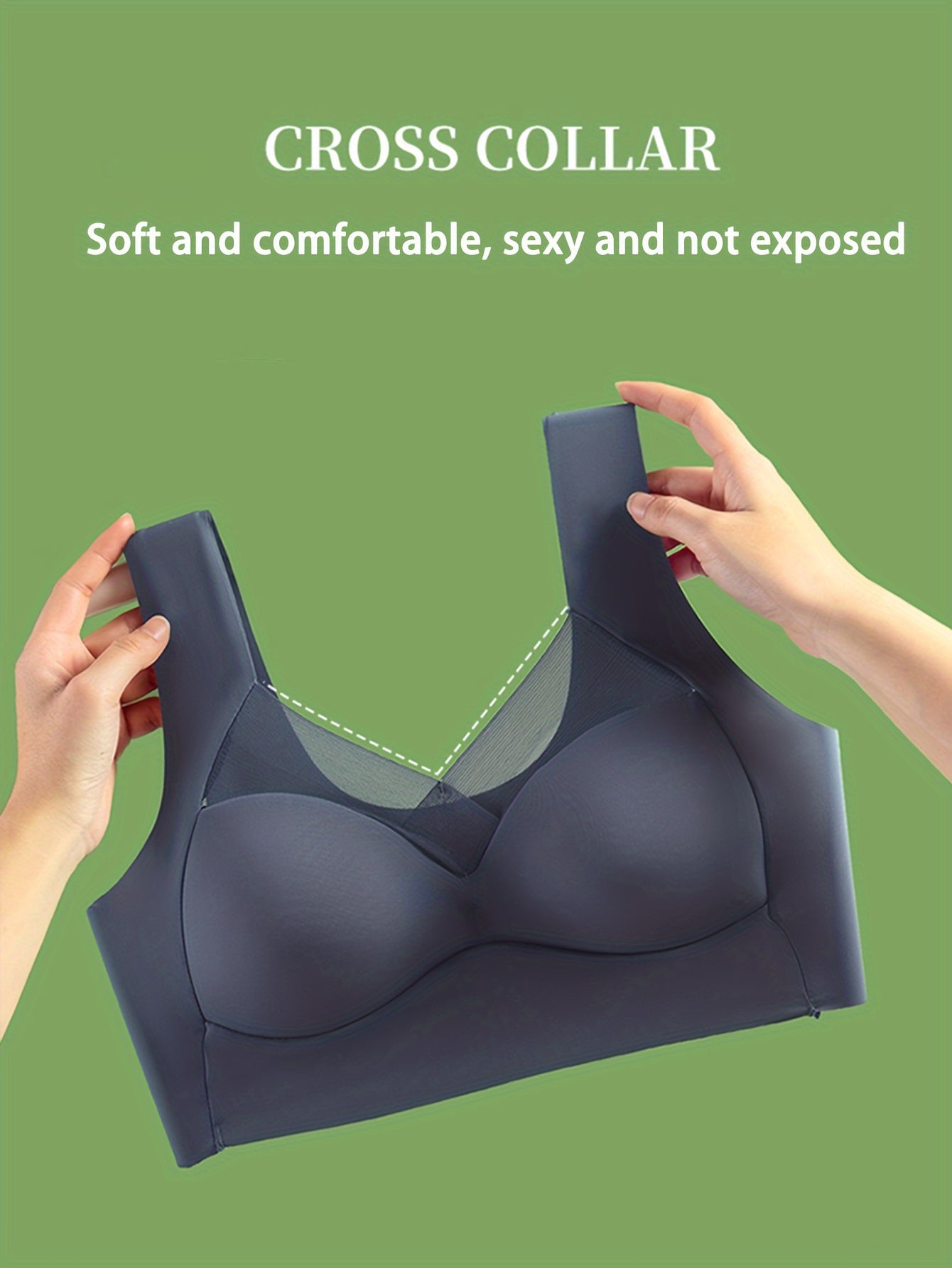 Women's comfortable and breathable solid color vest bra underwear without steel ring.