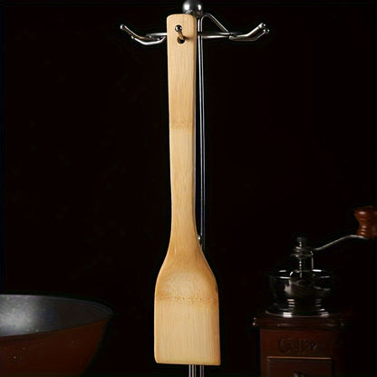 Bamboo wood spatula for non-stick cooking, perfect for Halloween and Christmas.