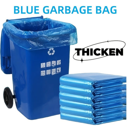 50 pieces of durable blue trash bags measuring 47x55 inches, suitable for outdoor, kitchen, bathroom, and more. These multi-purpose disposable liners are made of strong plastic, perfect for home cleaning, trash can lining, contractor commercial, and